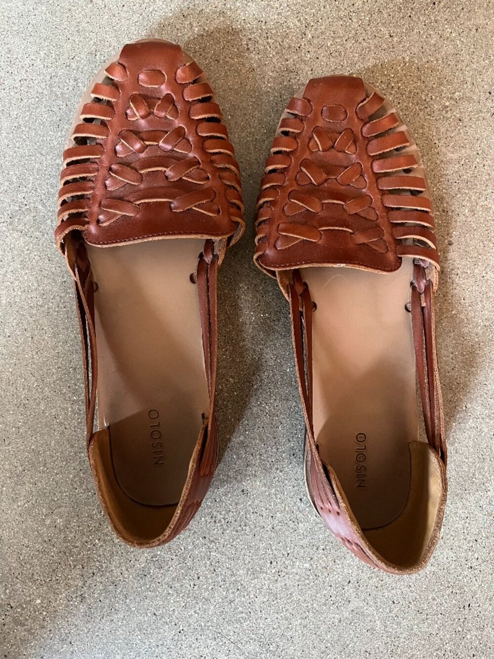 Nisolo Brown Woven Leather Huarache Flats